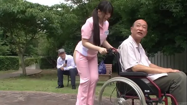 Video baru Subtitled bizarre Japanese half naked caregiver outdoors teratas