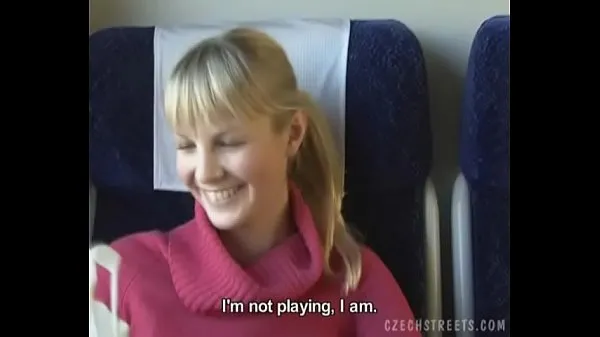 Νέα Czech streets Blonde girl in train κορυφαία βίντεο