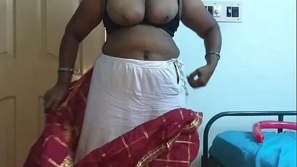 Nya desi indian tamil telugu kannada malayalam hindi horny cheating wife vanitha wearing cherry red colour saree showing big boobs and shaved pussy press hard boobs press nip rubbing pussy masturbation toppvideor