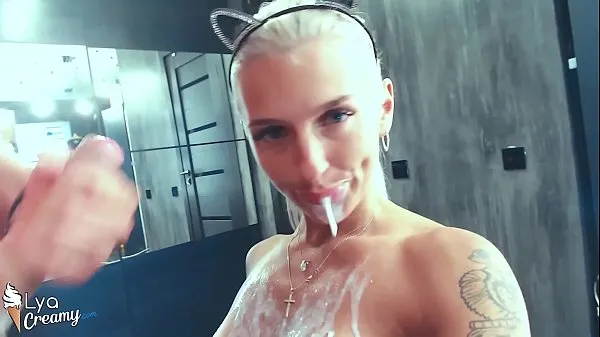 New Bad Cat Blowjob Big Dick and Masturbate Pussy with Milk - Facial POV top Videos