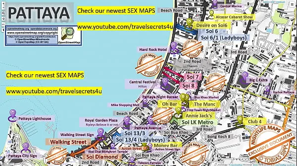 Novos Mapa de prostituição de rua de Pattaya, Tailândia com indicação de onde encontrar streetworkers, freelancers e bordéis. Também mostramos o Bar, a Vida Noturna e o Red Light District da cidade principais vídeos