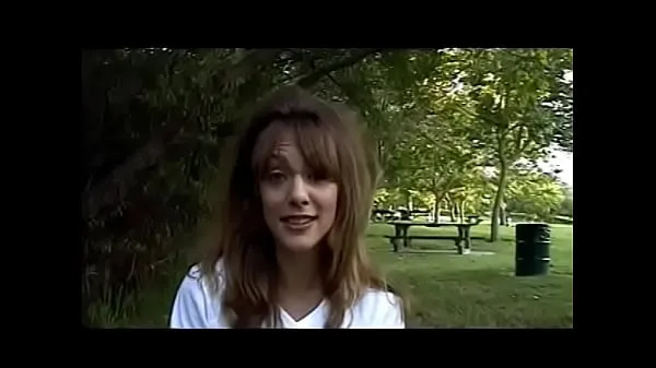 New Deep-chested fellow tried to pick up to pretty brunette gal Elizabeth X with ptoposition to pull his pudding on the bench in the park before they go to his place and she will be able to ride his pecker top Videos