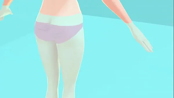 Nya Toyota's anime girl shakes big breasts in a pink bikini toppvideor