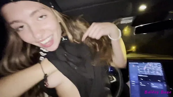 New Fucking Hot Date While Tesla Car Self Drives Streets At Night top Videos