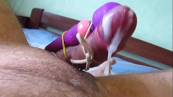 New tied a toy to a penis and cum hard - slow motion top Videos