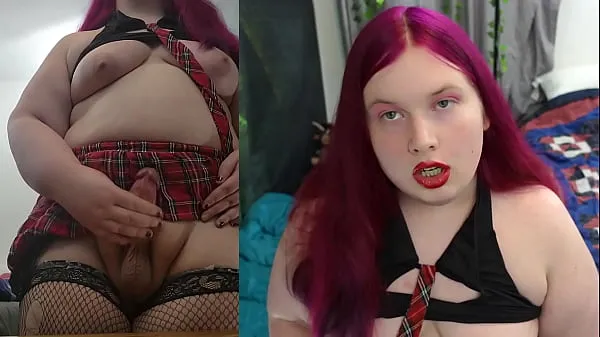 Video baru Chubby Tranny Pinky Jerks Big Cock POV Cumshot and Cum Eating teratas