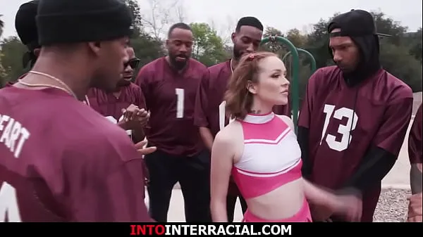 New Small tits petite cheerleader invites seven black guys over to gangbang guys masturbate the brunettes hairy pussy and group fuck the babe top Videos